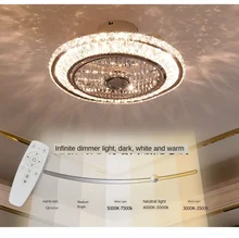 

50cm Crystal LED ceiling fan remote control ventilation lamp quiet car bedroom decoration modern ceiling fan free shipping