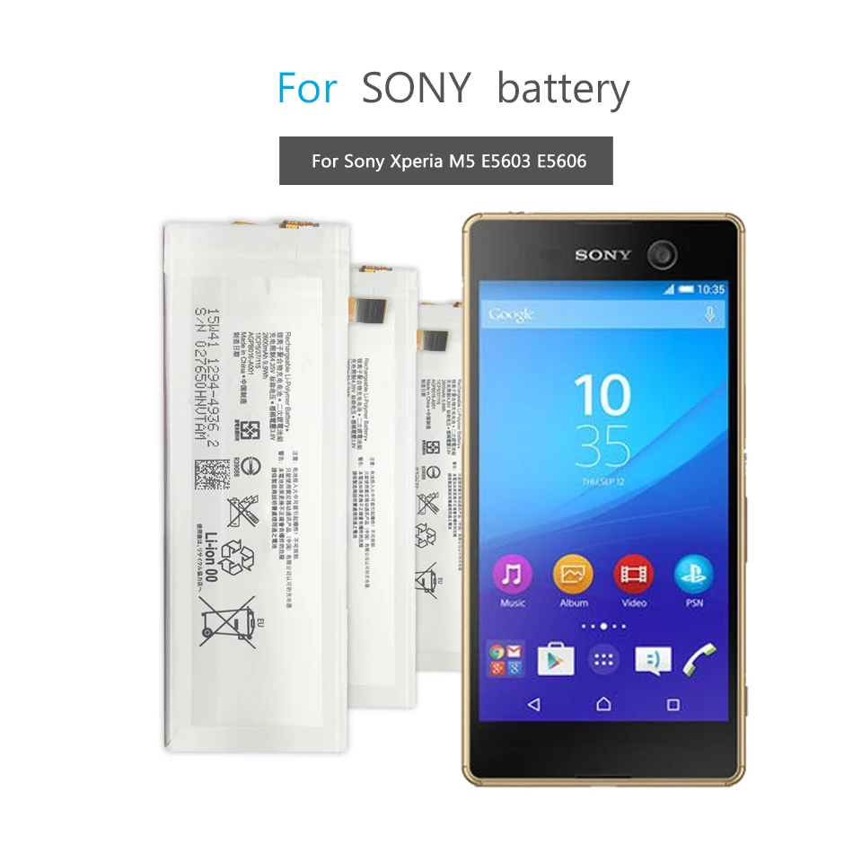 3350 мА/ч, AGPB016-A001 Батарея для sony Xperia M5 Батарея M 5 E5603 E5606 E5653 E5633 E5643 E5663 E5603 E5606 Перезаряжаемые Батарея