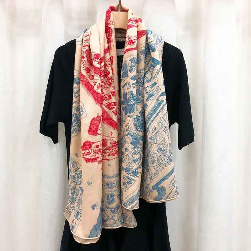 

70% Cashmere 30% Silk Thin Scarf Fashion Horse City Big Square Shawl Stole Tapestries 135*135cm