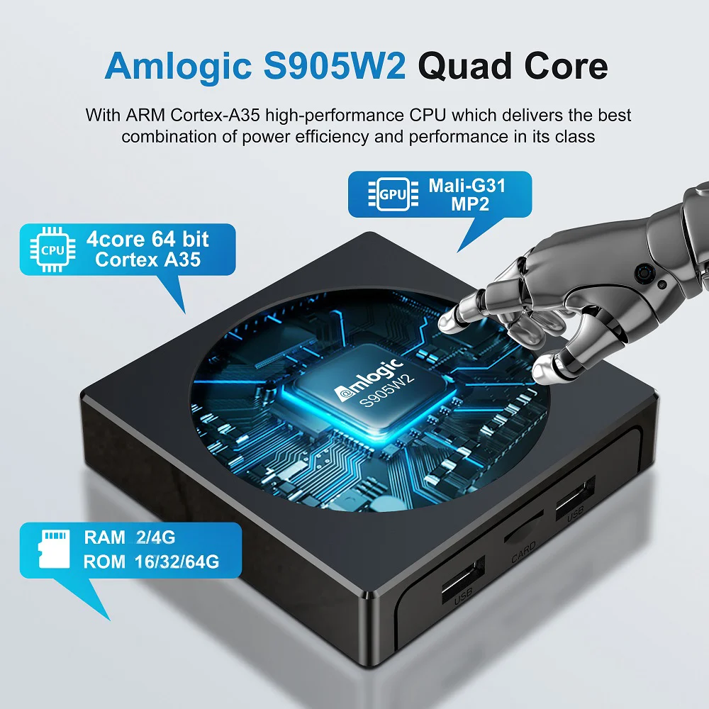 Caixa de tv Vontar Amlogic Android 11 4g 64gb X98 Mini Suporte Av1 Wifi bt Youtube Media Player 4gb32gb Conjunto Caixa Superior X98mini S905w2 - Image 3