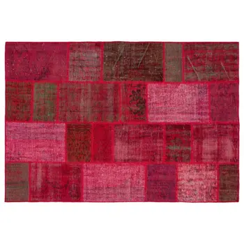 

Handmade Red Vintage Overdyed Patchwork Area Rug 158x231 Cm-5'2''X7'7''