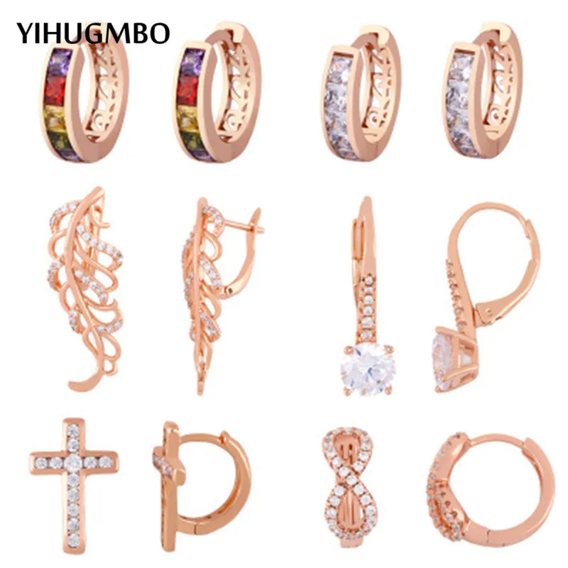 Женские серьги-кольца YIHUGMBO богемные серьги с кубическим цирконием многоцветный