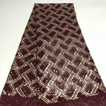 

New fashions French Nigerian sequins net tulle mesh Swiss lace fabric for dress 5yards/lot FRF913