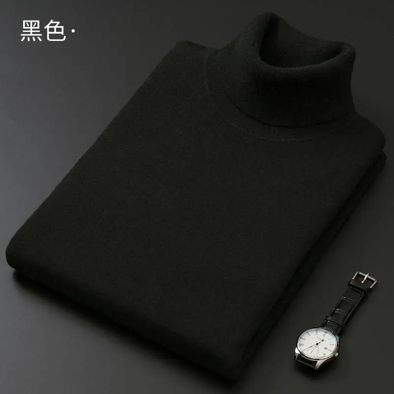 Cashmere and Cotton Blend Turtleneck Men's Pullover 2021 Autumn and Winter Soft and Warm Bottoming Pullover Knitted Sweater