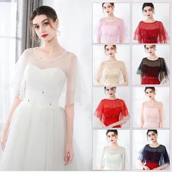 Pretty Tulle Wedding Jackets Wraps Wedding  Bridal Cape Formal Party  Bride Jacket Bolero
