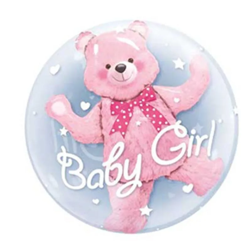 24 дюйма для Для мальчиков и девочек голубого и розового цвета пузырь медведя алюминиевой фольги Воздушные шары на день рождения для детей в возрасте 1 ванны младенца украшения детские игрушки мяч