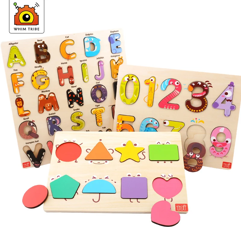 

Cognitive 3d puzzle children's wooden learning toy for kids Animal Digital Graphics gifts 2-6 years old kindergarten supplies