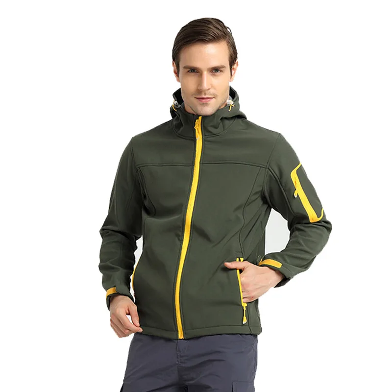 Мужские и женские парные куртки, ветрозащитные водонепроницаемые теплые мягкие куртки, одежда для альпинизма, путешествий, кемпинга - Цвет: Male-Military Green