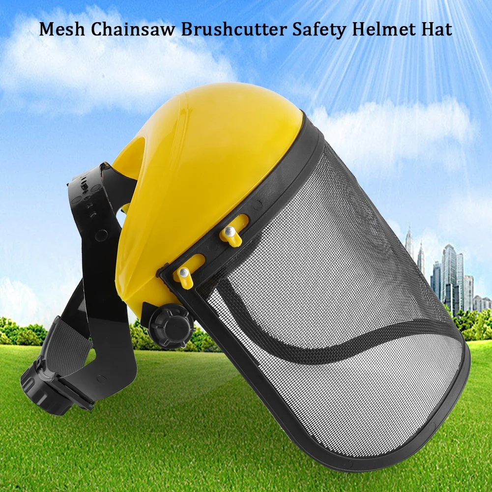 Safety Helmet Hat With Full Face Mesh Visor For Logging Brushcutter Forestry Protection Mask Lawn Mower Protective Cap