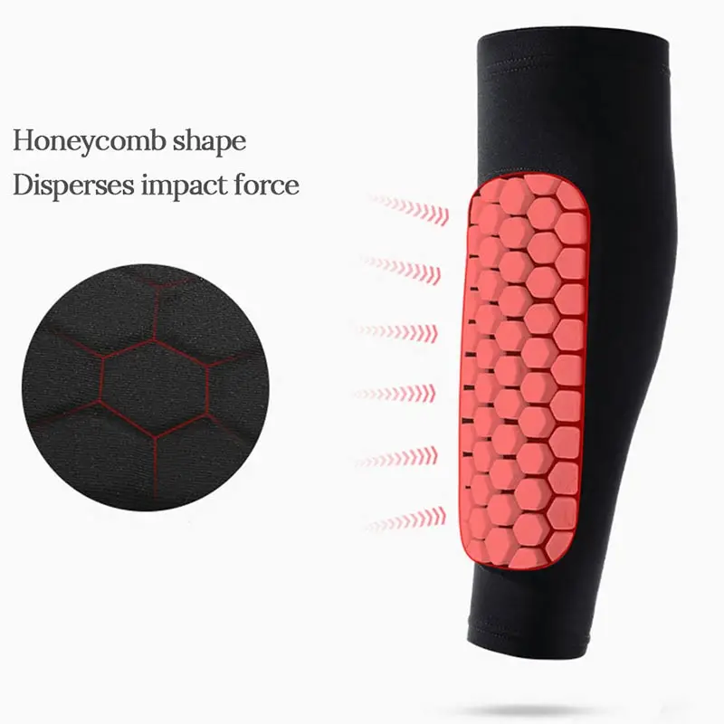 2Pcs Outdoor Sports Shin Pads Calf Compression Sleeve with Honeycomb Pads Soccer Running Cycling MTB Shin Guards Shank Protector