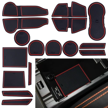 

beler Black 16Pcs Environmental Protection PVC Anti-Slip Gate Slot Mat Cup Holders Pad fit for Subaru XV 2018 2019 Waterproof