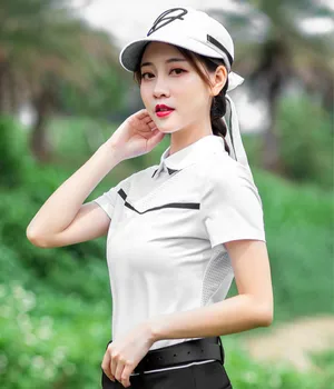 

PGM 2020 Summer New Golf White Ultra-Stretch Women's Short-Sleeved T-shirt Back Zip Collar Breathable Women's Clothing YF276