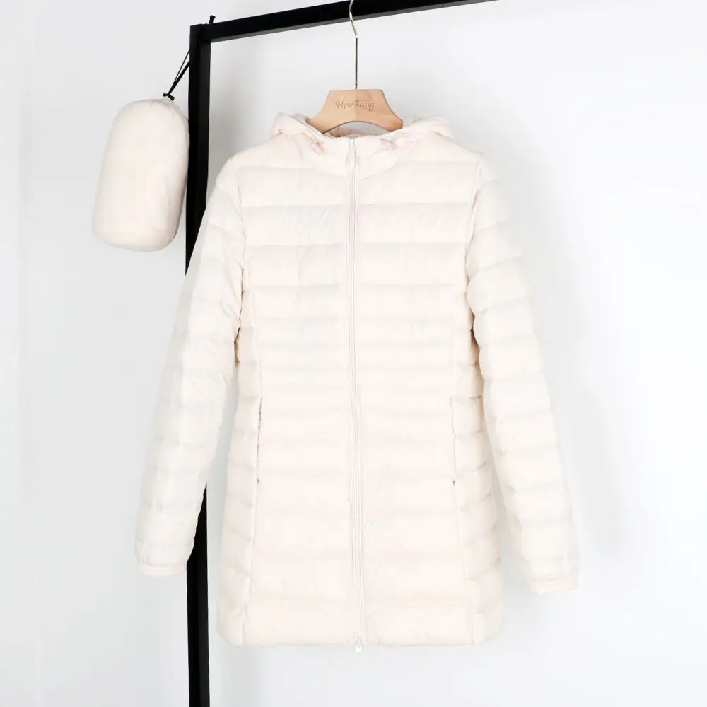 beige Матовая ткань 5XL 6XL плюс длинный пуховик женский зимний ультра легкий пуховик женский с капюшоном пуховик женский большой размер пальто - Цвет: beige