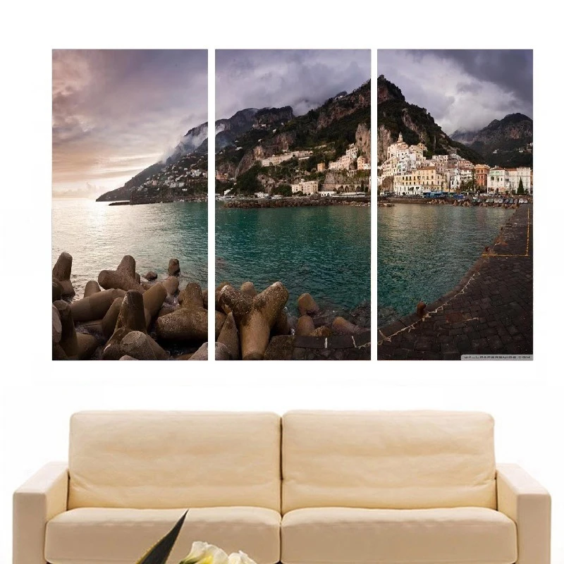 

Modern Colorful Photo Picture Amalfi Lake Coast Room Decor Cities Canvas Art Painting Picture Photo Living Room Bedroom Decor