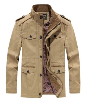 

Spring and autumn thin jacket men's large size loose mid-length cotton jacket men's jacket