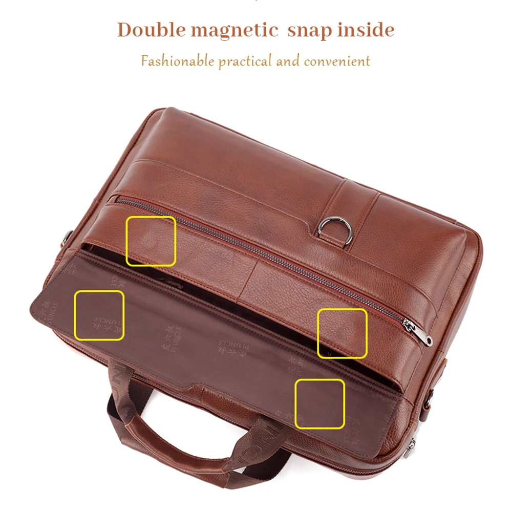 Men Briefcase Bag High Quality Business Famous Brand Leather Shoulder Messenger Bags Office Handbag Laptop