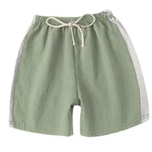 Новинка; детские летние шорты из хлопка и льна; Лидер продаж; брюки; тонкие повседневные однотонные повседневные спортивные шорты; модные