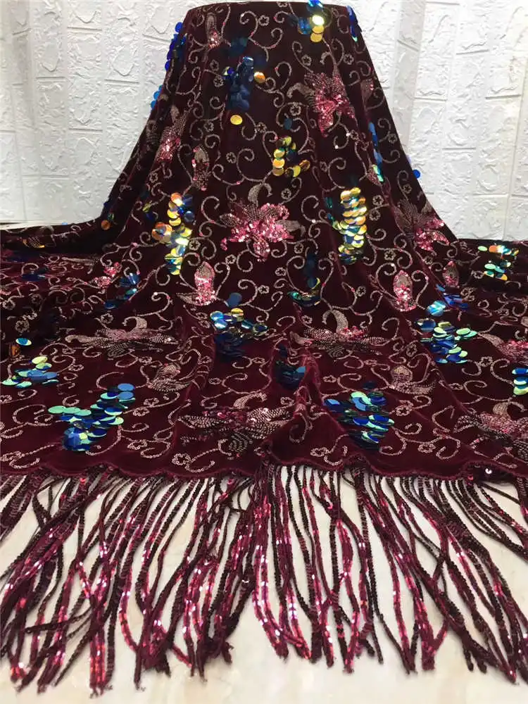 Фабрика предлагает самые популярные нигерийские бархатные кружева с блестками вышитые кружевные ткани для зимних вечерних длинных платьев