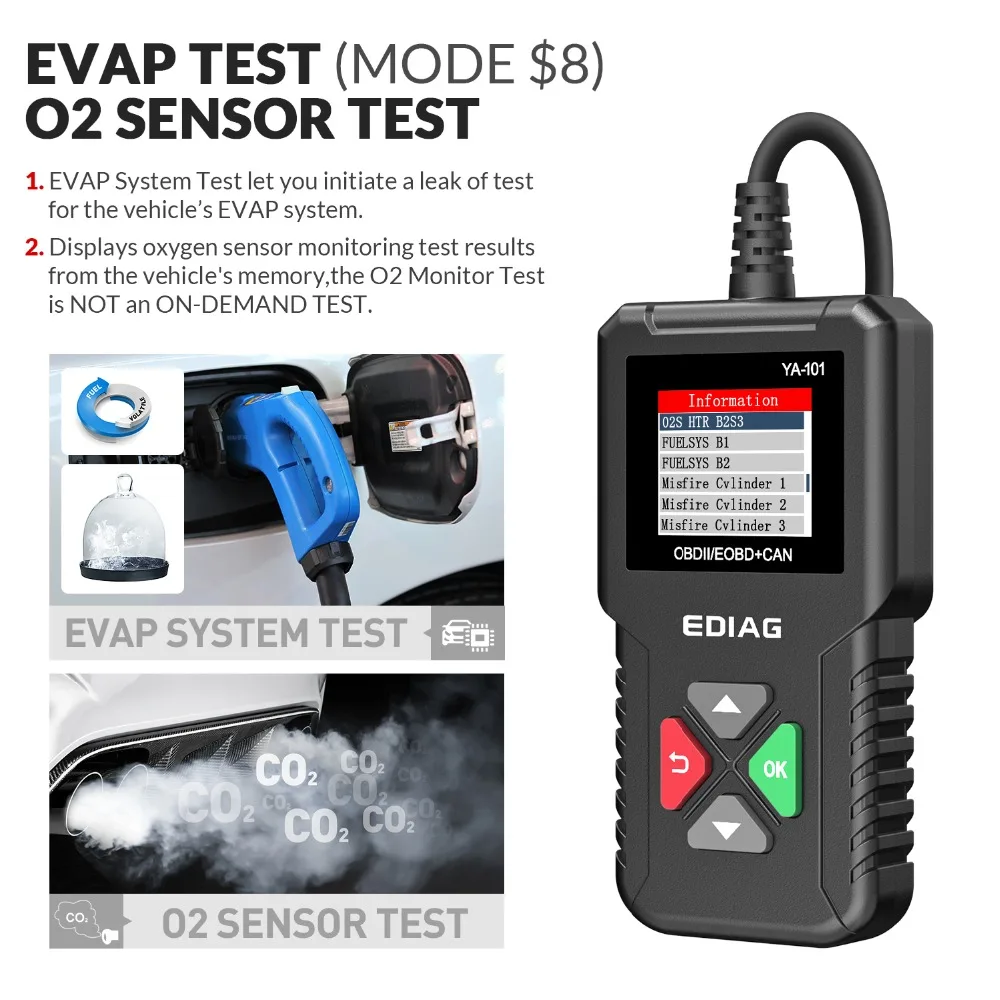 Ediag YA101 YA-101 OBDII/EOBD 16Pin считыватель кода диаграмма данных USB обновление OBD2 диагностический инструмент PK Cr3001 om123 ad310 elm327