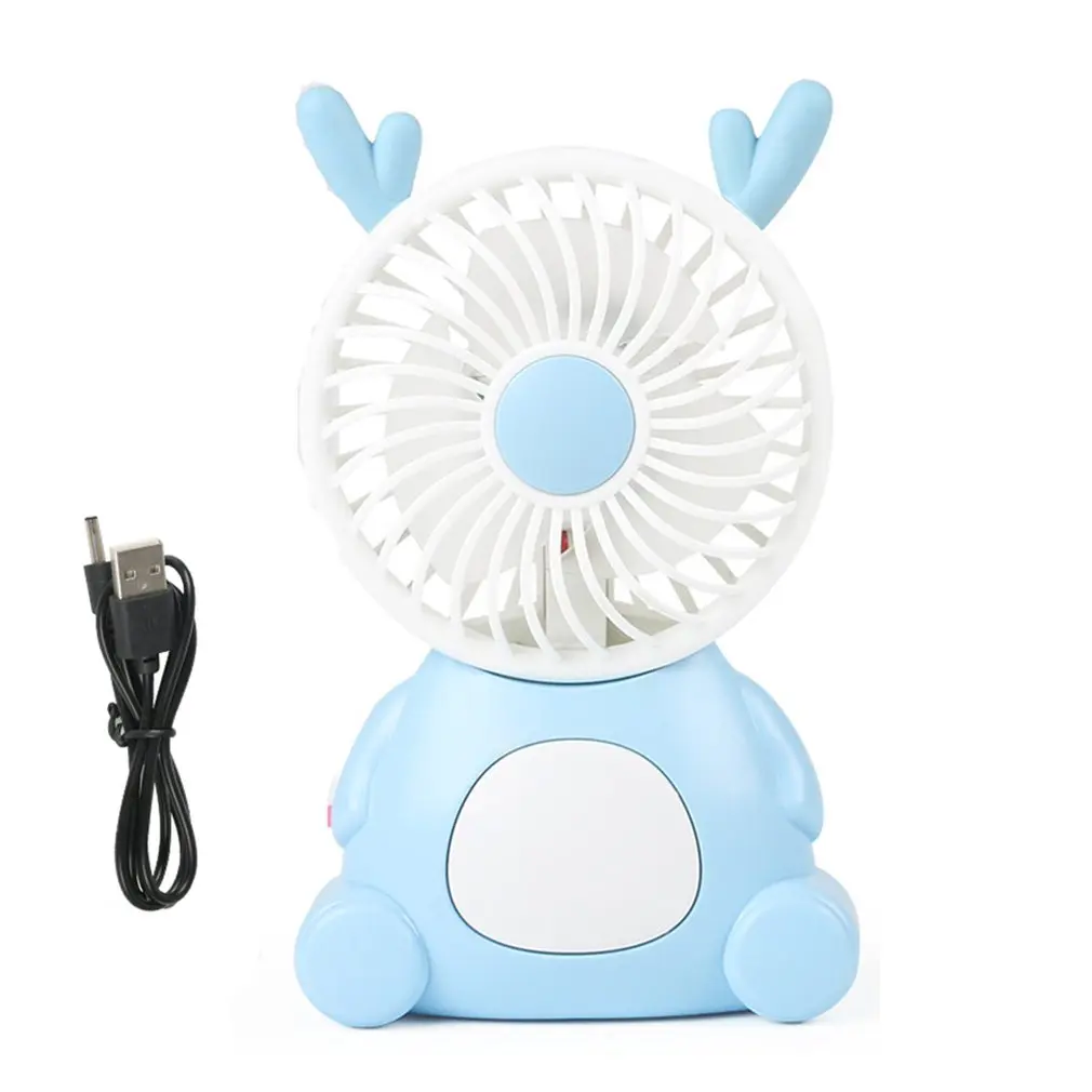 Blue Q8-3B милый USB вентилятор перезаряжаемый тихий Настольный Электрический Вентилятор охлаждения с освещением - Цвет: Blue