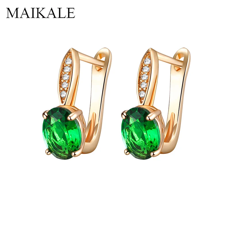 MAIKALE, классические циркониевые серьги-гвоздики, Красочные CZ Кристалл, золото; серебро; Сережки для женщин, вечерние ювелирные изделия, модные аксессуары, подарок