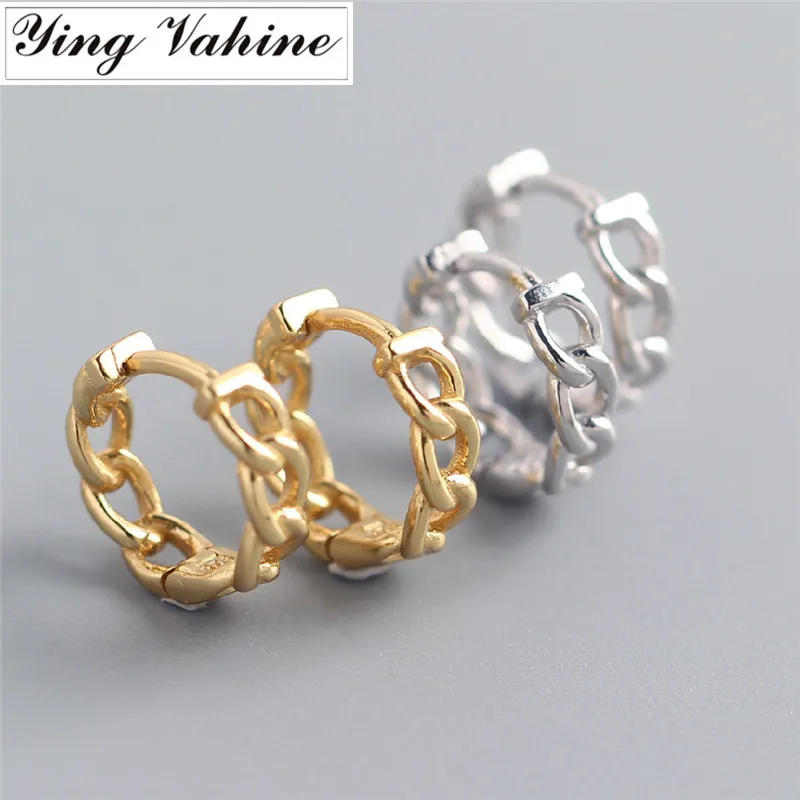 Ying Vahine 100% Dell'Argento Sterlina 925 Di Modo Di Disegno Della Catena Orecchini Con Perno Per Le Donne