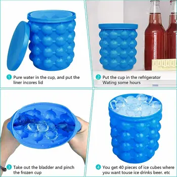 

Summer Ice Cube Maker Mold Silicone Ice Bucket Space Saving Ice Cube Tray Tool