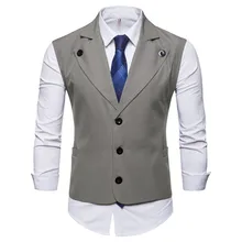 Gilet de costume à simple boutonnage pour homme, décontracté, sans manches, Vintage, formel, pour mariage 