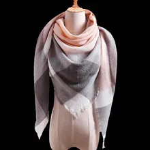 Вязанный весенний зимний женский шарф, клетчатый теплый кашемировый шарф, шали, роскошная брендовая бандана, женская накидка