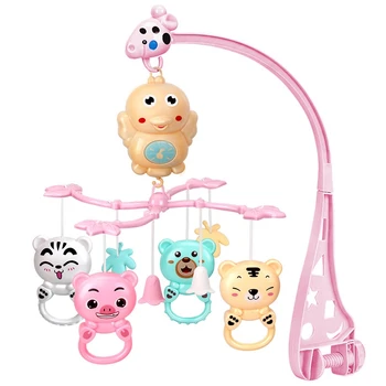 

Baby Crib Rattles Music Educational Toys Bed Bell Carousel for Cots Projection Infant Baby Toy 0-12 Months for Newborns Pink