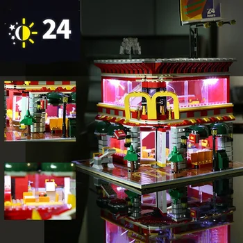 

senbao block Building Blocks toy Assembling small particles toy McDonald's Building Building Toy Model Street view lights