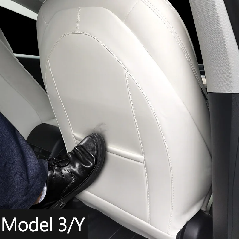 2PCS Car Seat Anti Kick Pad Side Mat Cover Sticker Protector For Tesla Model 3 Y Waterproof Leather Styling Accessories New