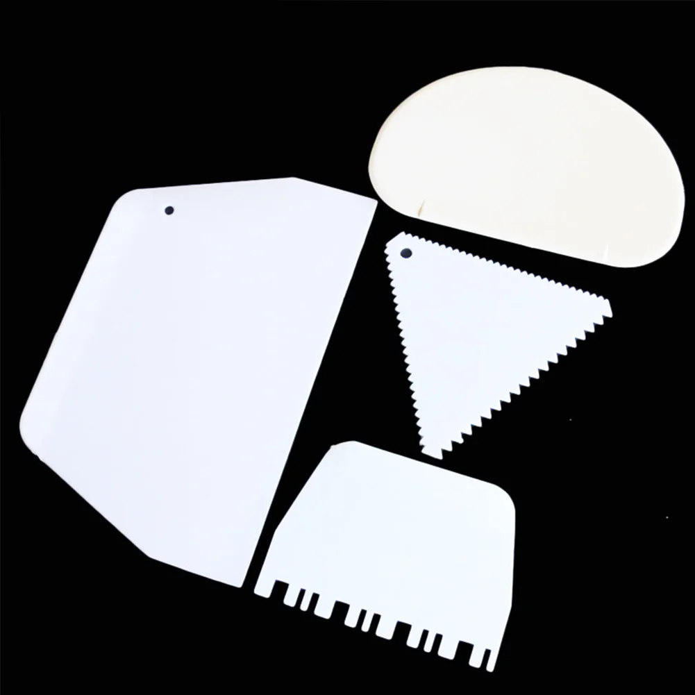  4Pcs Kitchen Scraper Set Spatula Baking Blade Cream Cake Decoration Tools Silicone Home