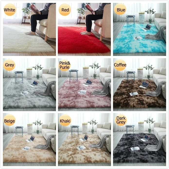 Large Size Super Soft Tie-Dye Art Carpet Floor Bedroom Mat Gradient Color Fluffy Area Rug Living Room Carpet Hallway Mat