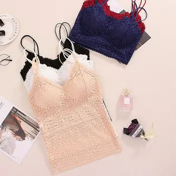 

Sexy Floral Lace Bras Lingerie Underwear Wireless Seamless Bra Female Padded Bras for Women Push Up Vest Lady Crop Top Tank