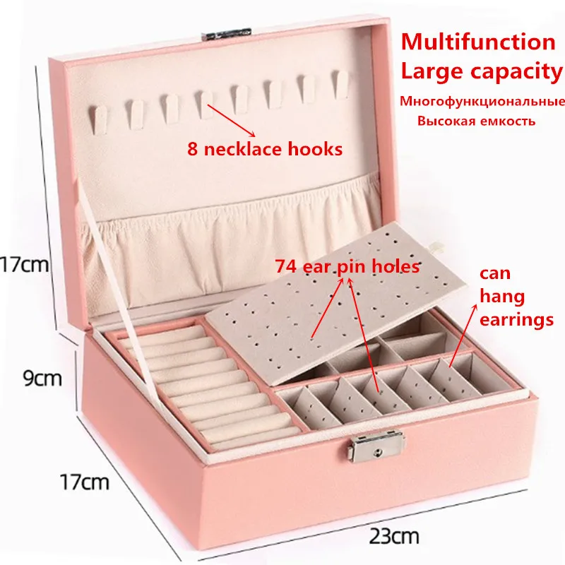 Desktop Jewelry Storage Box High-grade Necklace Earrings Stud Golden  Gemstone Jewelry Storage Box Leather Large Capacity Multilayer Organizer  Case Box - Temu