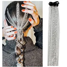Модные металлические длинные цепочки для волос аксессуары для женщин 00s девочек хип-хоп Плетеный головной убор золотая бижутерия-цепочка для волос стиль
