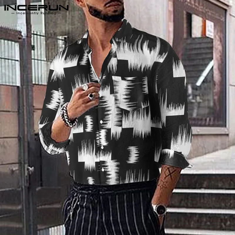 INCERUN Fashion Men Dress Shirt Print Long Sleeve Lapel Casual Camisa Masculina 2020 Streetwear Men Hawaiian Brand Shirts S-5XL INCERUN Fashion Men Dress Shirt Print Long Sleeve Lapel Casual Camisa Masculina 2020 Streetwear Men Hawaiian Brand Shirts S-5XL