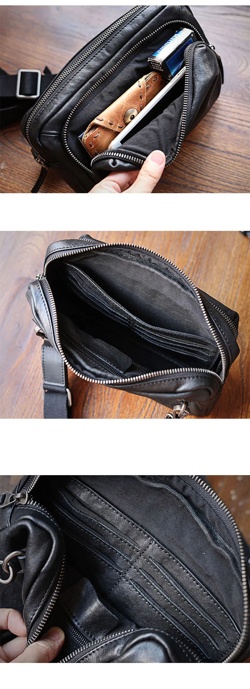 AETOO männer gemüse gegerbtem leder schulter tasche, trendy leder multifunktionale brust tasche, männer casual umhängetasche – Detail 5