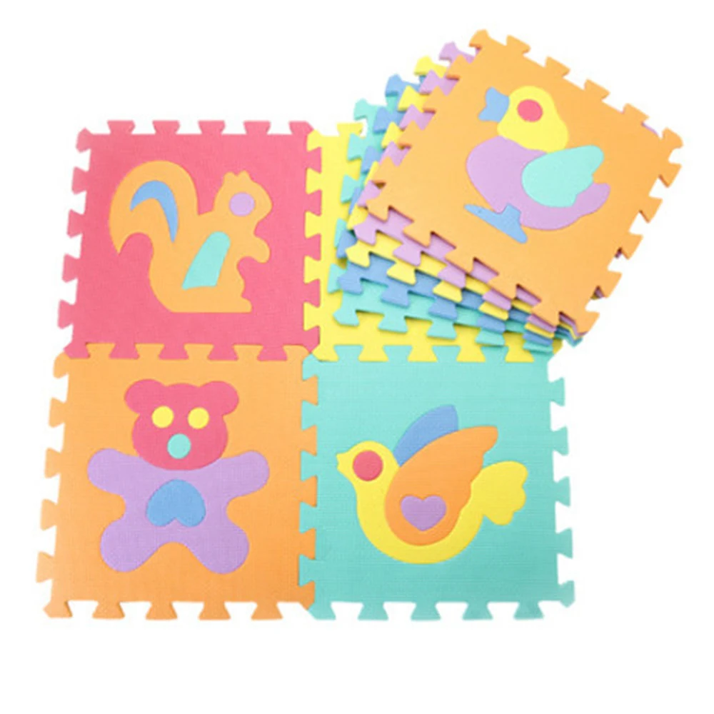 Animals 10pcs 10 шт. для детей, eva пена игровой коврик-пазл детский игровой коврик ползающие коврики игрушки экологичный ковер детский тренажерный зал пол ковер декор комнаты - Цвет: Animals 10pcs