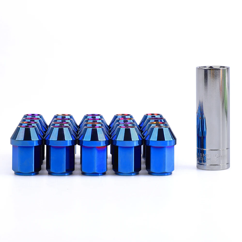 20 шт. M12* 1,5 гайки, аксессуары JDM Bluing color 7075-T6 Алюминиевые Конические колесные гайки