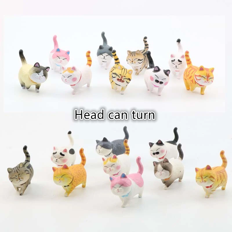 

9pcs 4cm Multi Color Cute Cat Miniature Mini Action Figure Landscape Small Cat Decoration Model Toys