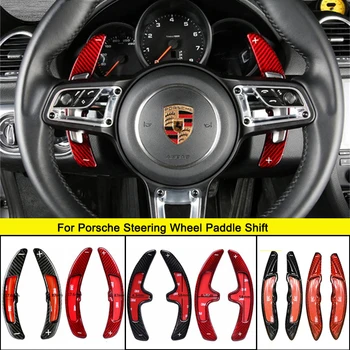 

Carbon Fiber Car Steering Wheel Shift Paddles Trim Sticker for Porsche 911 Panamera Cayenne Boxster Macan Interior Accessories