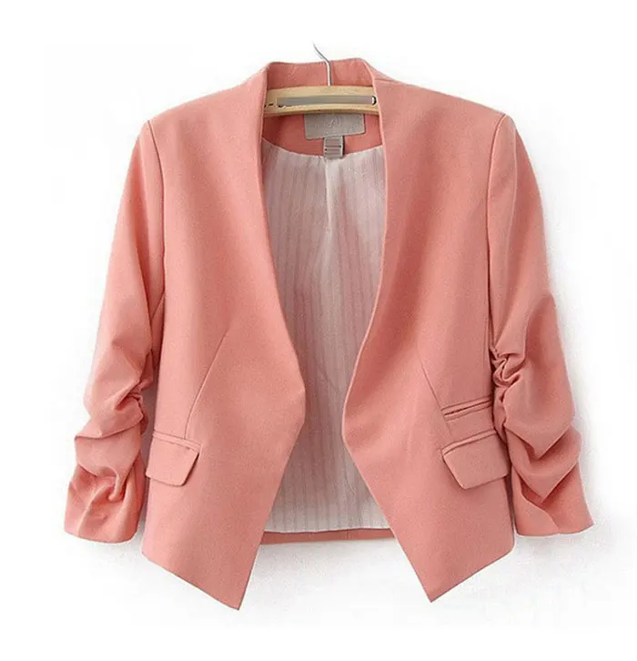 Women Blazers And Jackets Pink Short Candy Color Blazer Office Ladies Jacket Blazer Feminino Women's Tops Blazers Mujer