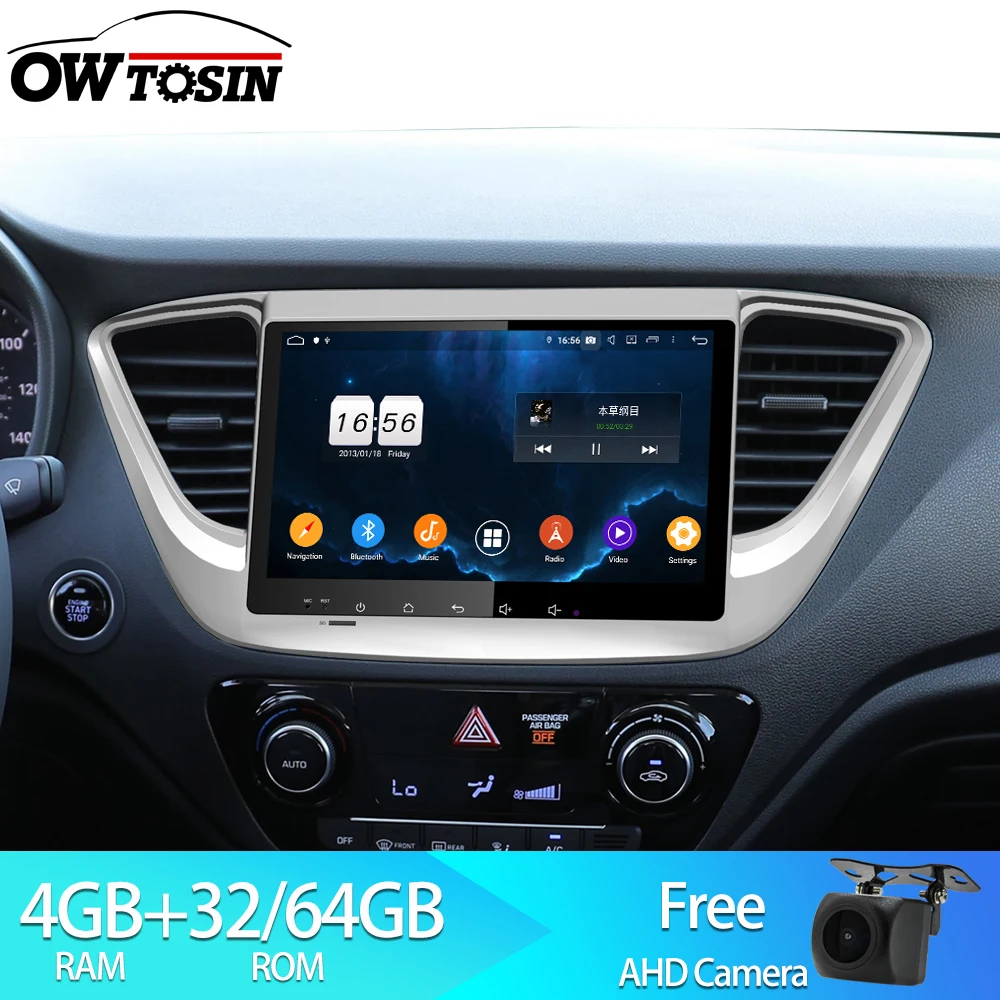 

Owtosin Car Radio Multimedia Video Player Navigation GPS Android 9.0 For Hyundai Verna /Accent /Solaris 2017 2018 2019 Car