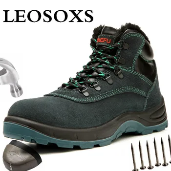 

LEOSOXS Men's Fashion Steel Toe Protective Anti Smashing Work Shoes Reflective Anti-static Winter Men's Short Boots Dropshipping