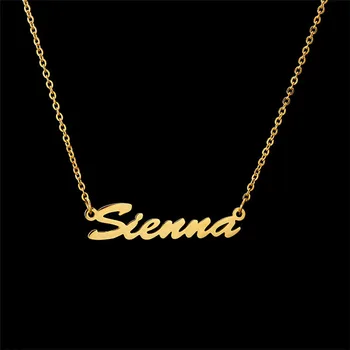 

Personalized Gold Name Necklace Customized Nameplate Necklaces Custom 925 sterling silver plated 18k rose gold name jewelry
