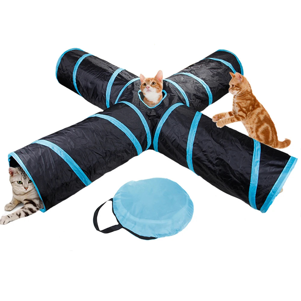 

4-Way Cat Tunnel for Indoor Large Cat Tunnel Interactive Kitty Collapse Cat Toy for Indoor Cats