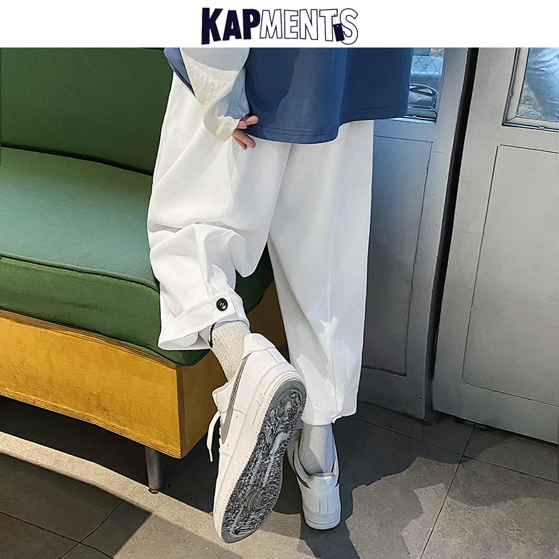 

Мужские Мешковатые шаровары kapment в стиле Харадзюку 2023 мужские однотонные прямые уличные спортивные брюки мужские повседневные японские Широкие штаны джоггеры