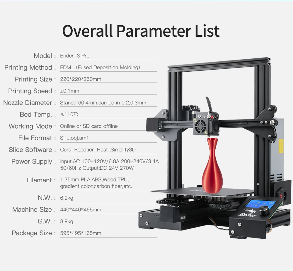 CREALITY Ender-3 Pro 3D Printer With 220*220*250MM Printing Size